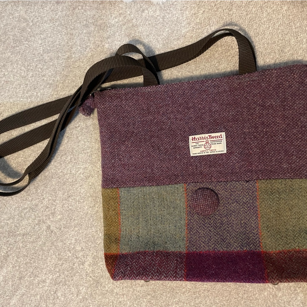 Harris Tweed Purple and Brown Tote Bag